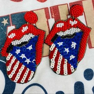 Rock On Red White & Boujee Bead Earrings